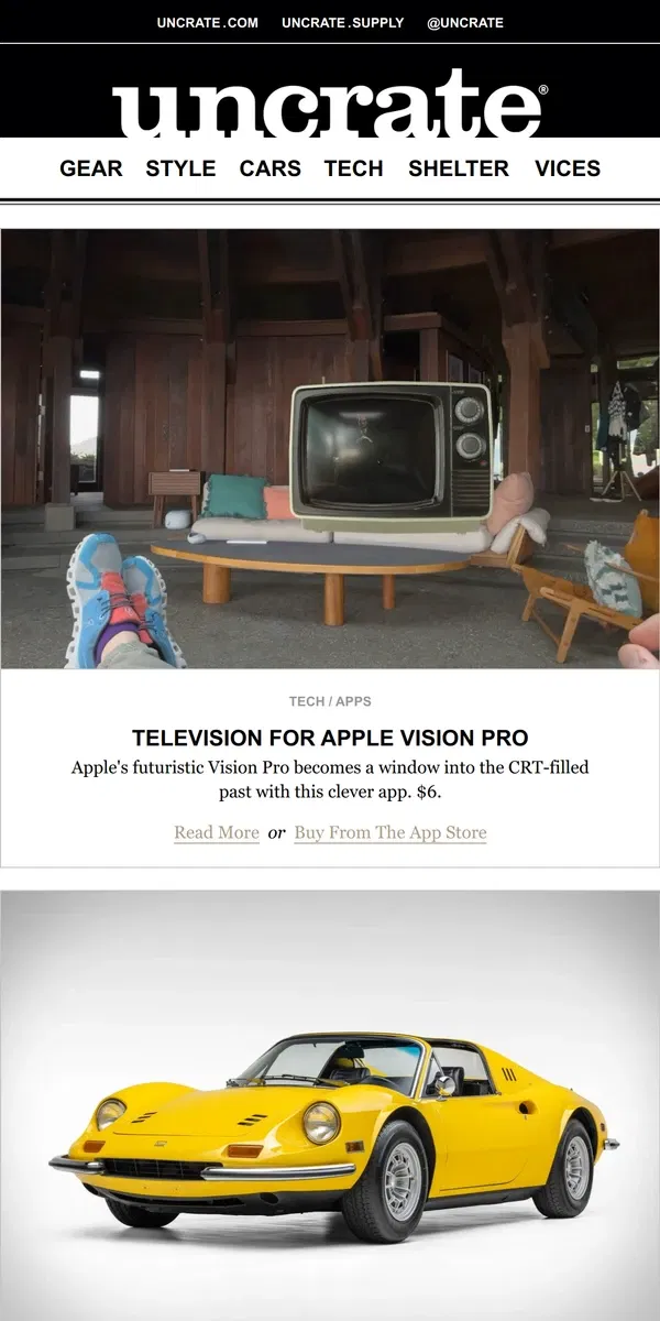 Email from Uncrate. Television for Apple Vision Pro & more