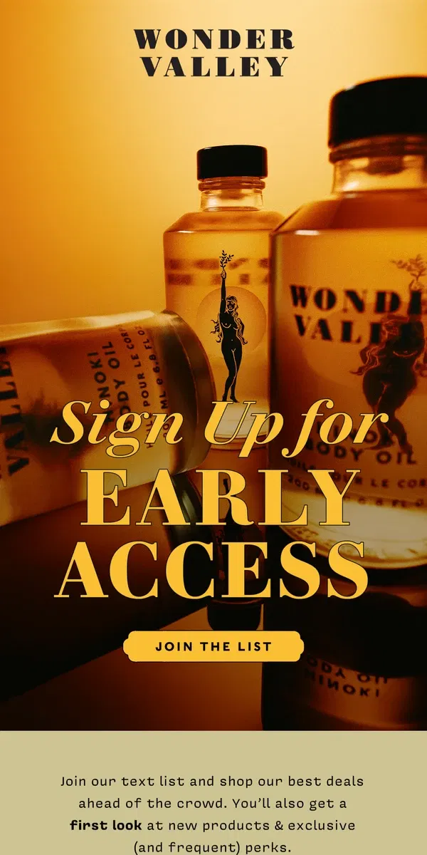 Email from Wonder Valley. Sign Up for Early Access!