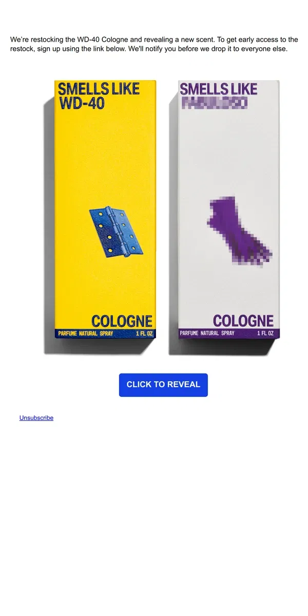 Email from MSCHF. WD-40 Cologne restock is coming