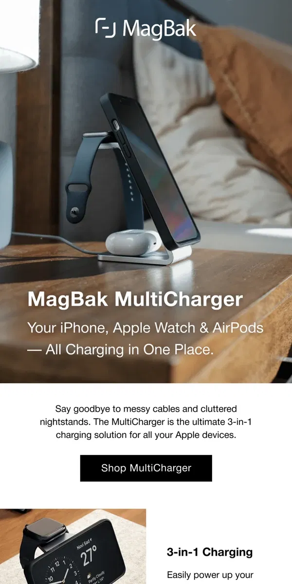 Email from MagBak. One Charger for All Your Apple Devices 🔋