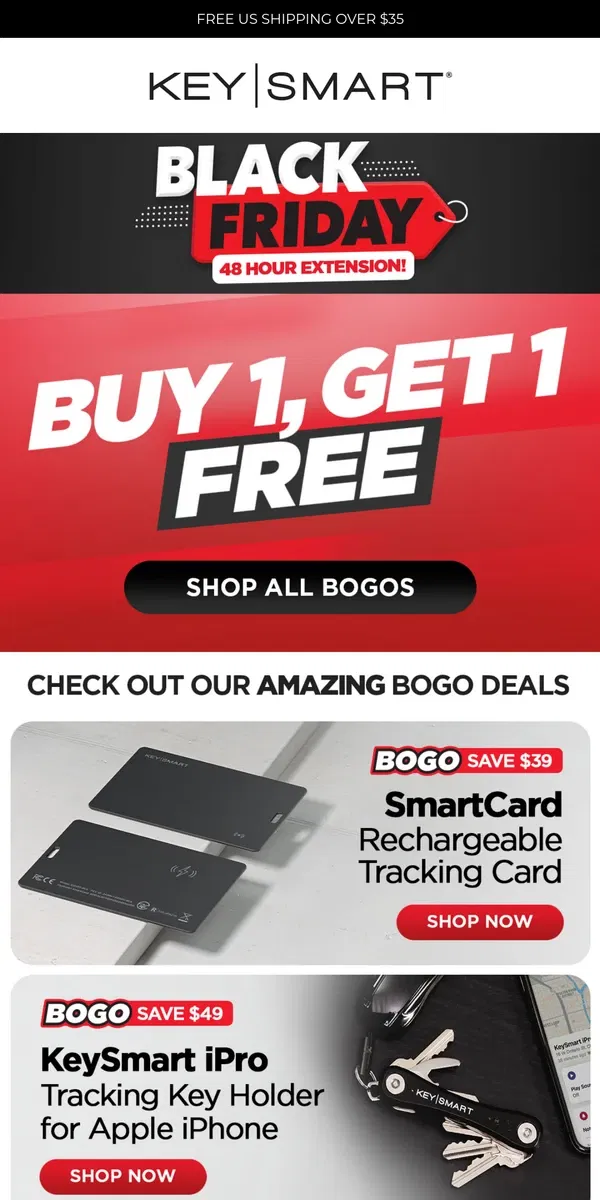 Email from KeySmart. BOGO NOW 🔥 Black Friday