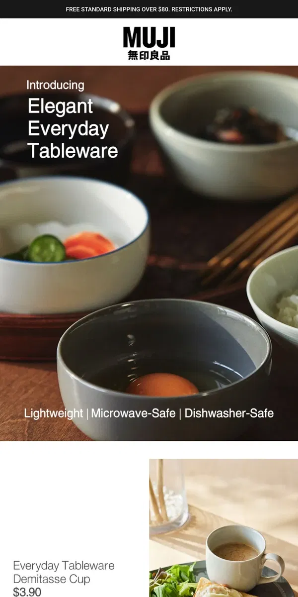 Email from MUJI. Everyday Tableware For Your Dining Experience 🍽️