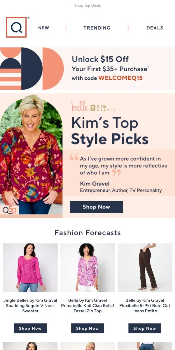 Email from QVC. Discover Kim Gravel’s Top Style Picks