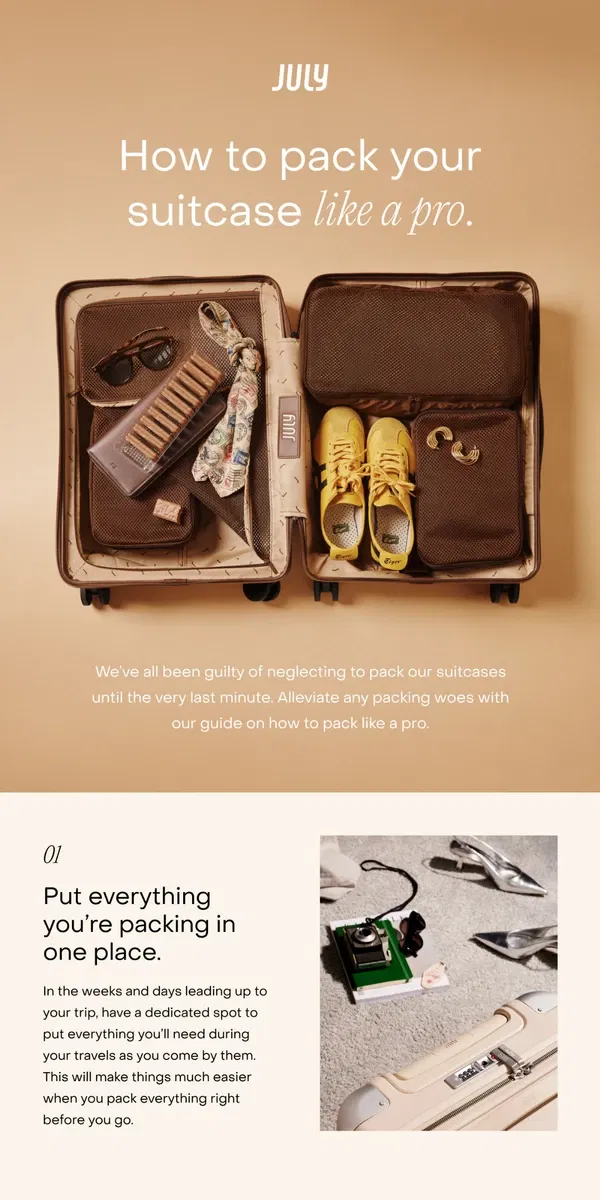 Email from July. How to pack your suitcase like a pro.