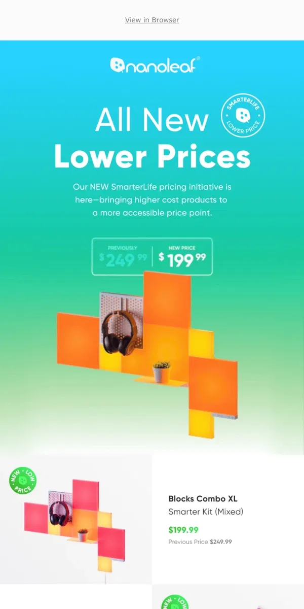 Email from Nanoleaf. ⬇️ NEW Lower Prices ⬇️