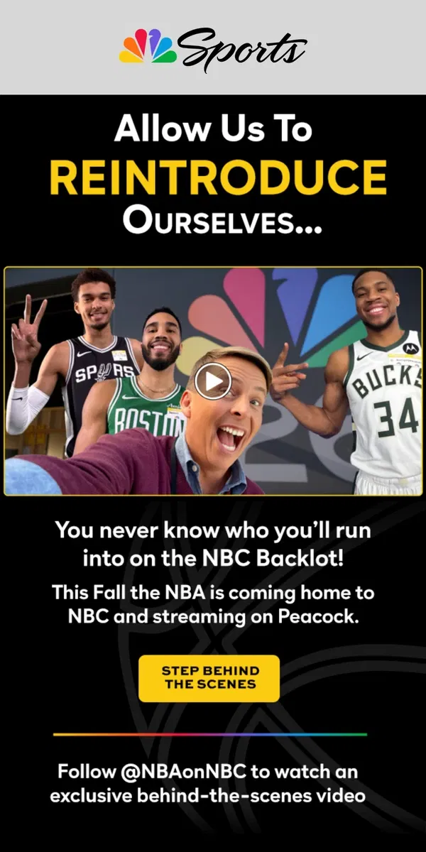 Email from NBC Sports. Allow Us to REINTRODUCE Ourselves...