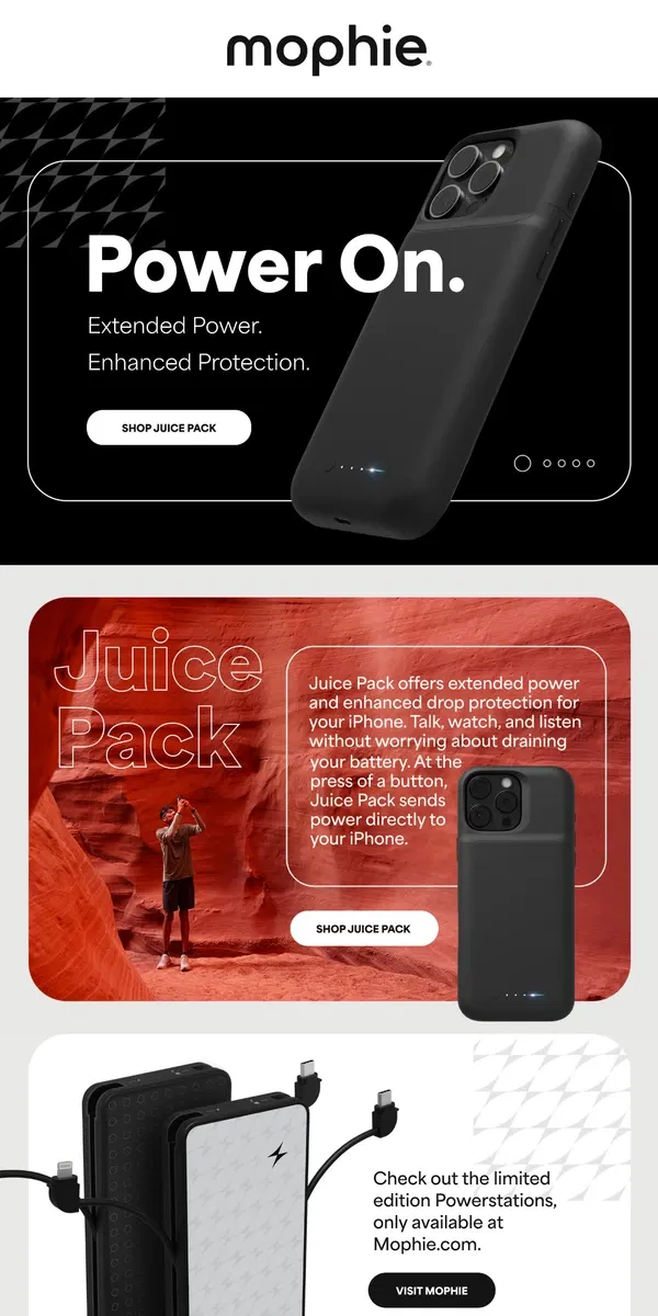 Email from ZAGG. Power On with juice pack—Plus, New mophie Exclusives Inside!