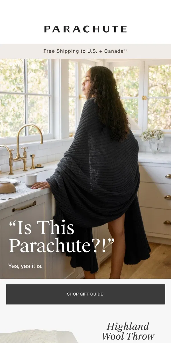 Email from Parachute Home. 5 Cozy Throws That Make Great Gifts