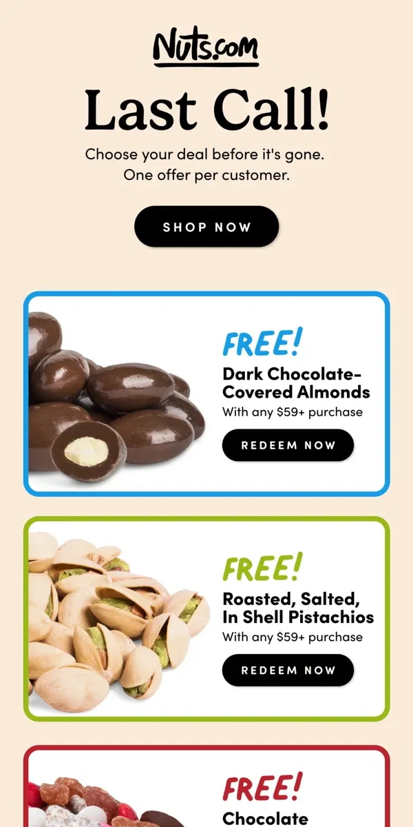 Email from Nuts.com. Ends Today: National Days Deals ⌛