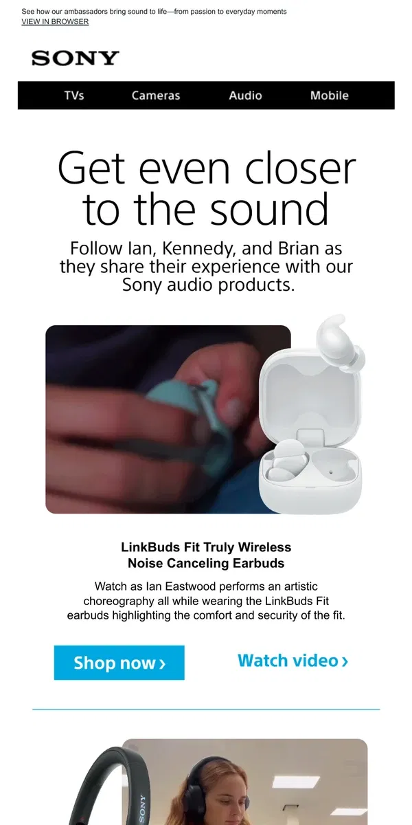 Email from Sony. Sound, Style & Performance | Insights From Real Creators