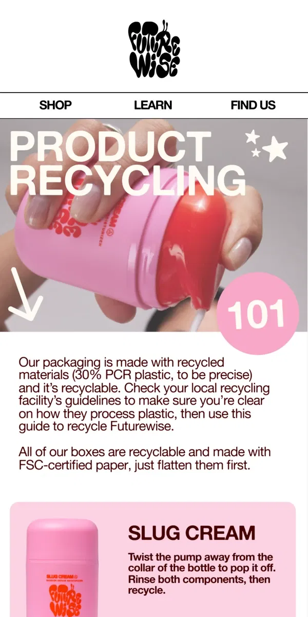 Email from Futurewise. How to recycle your products ˋ°•*⁀➷