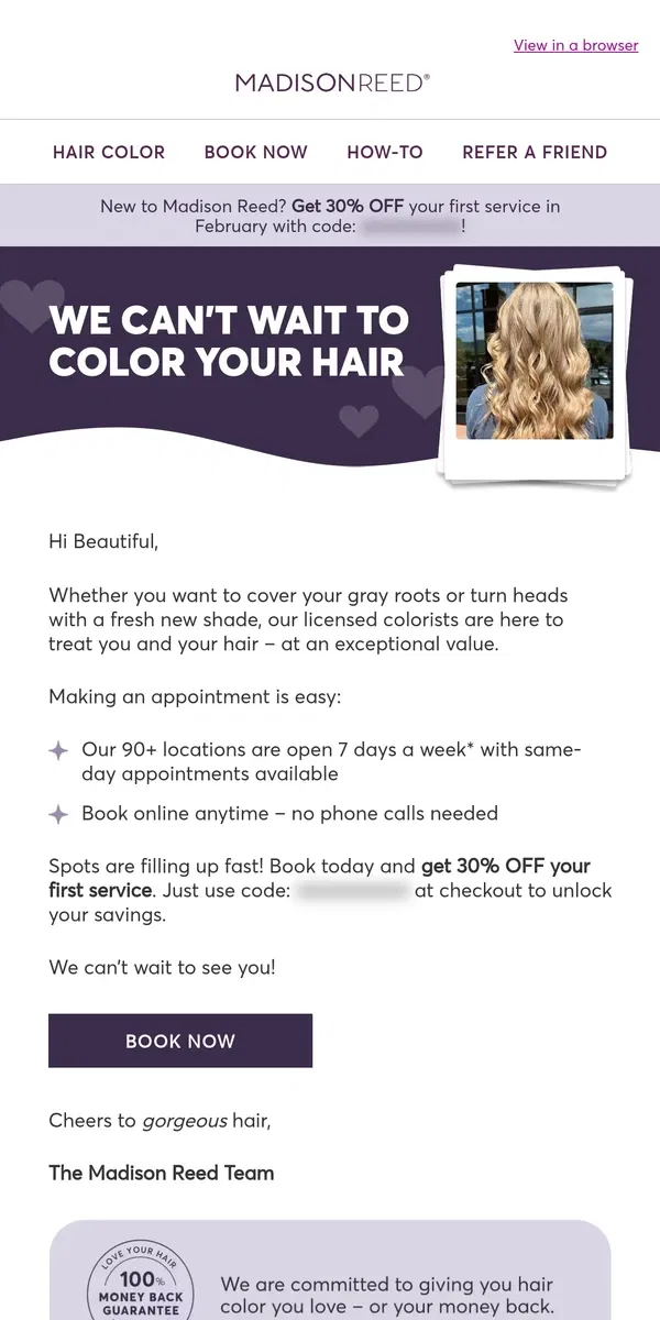 Email from Madison Reed. Your Secret to Gorgeous Hair Color 😍