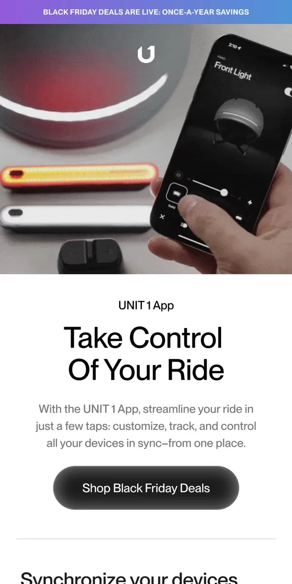 Email from UNIT 1. Take Control Of Your Ride: Black Friday Deals Inside