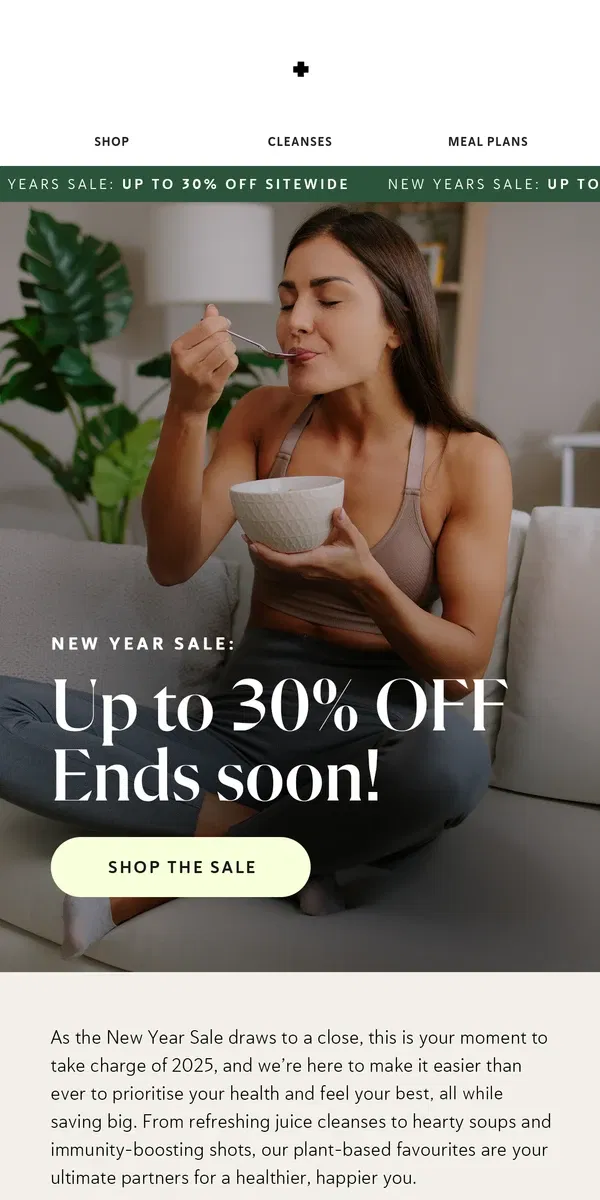 Email from PRESS Healthfoods. Last day of our New Years Sale