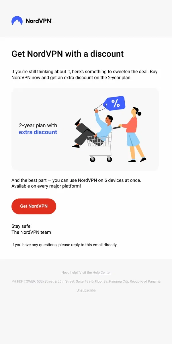 Email from NordVPN. 1 step to complete your purchase