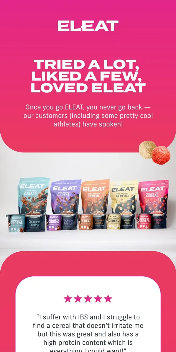 Email from ELEAT. Athletes love ELEAT!