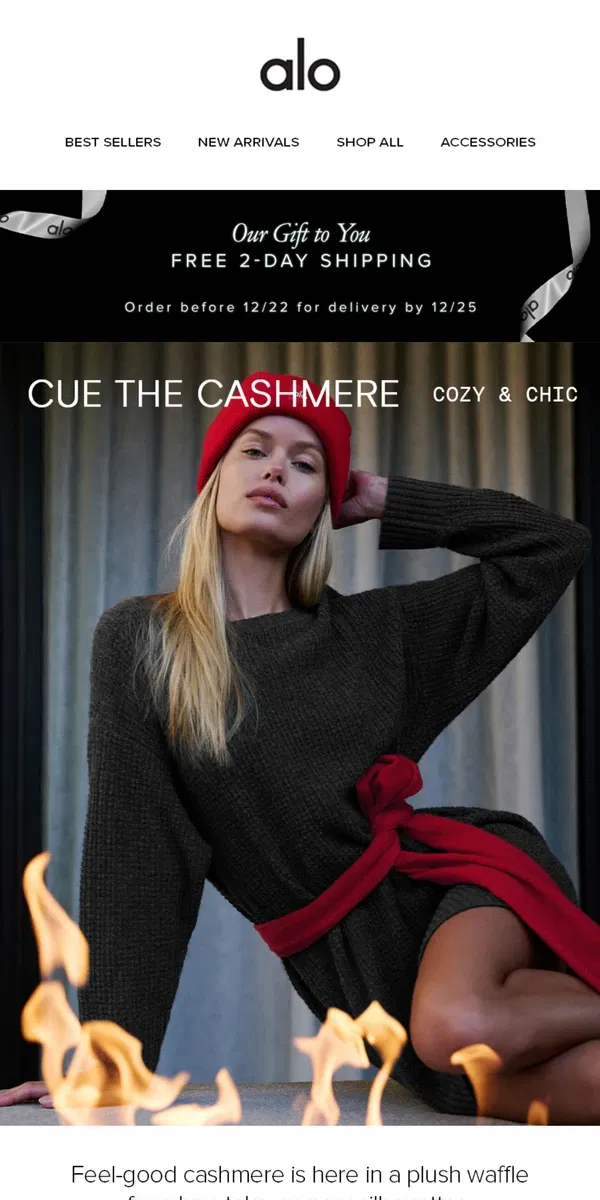 Email from Alo Yoga. New in cashmere