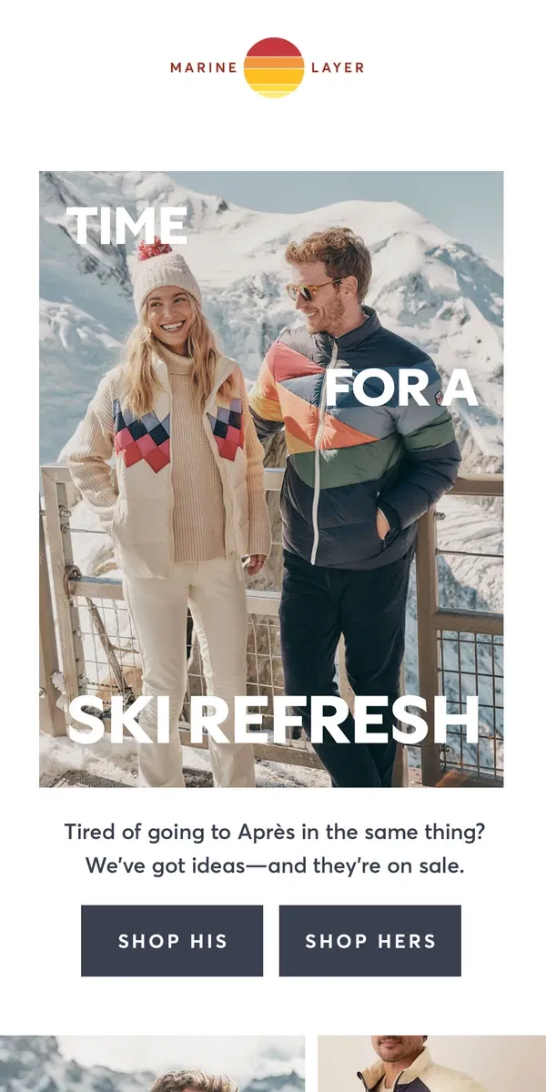 Email from Marine Layer. A Sale During Peak Ski Season? Yes, We’re Nuts.