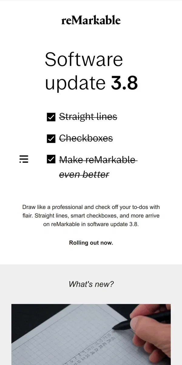 Email from reMarkable. Draw like a professional, check off your to-dos with flair