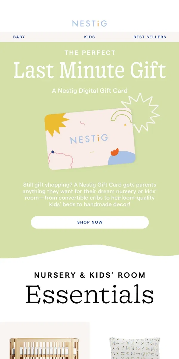 Email from Nestig. The Perfect Last-Minute Gift