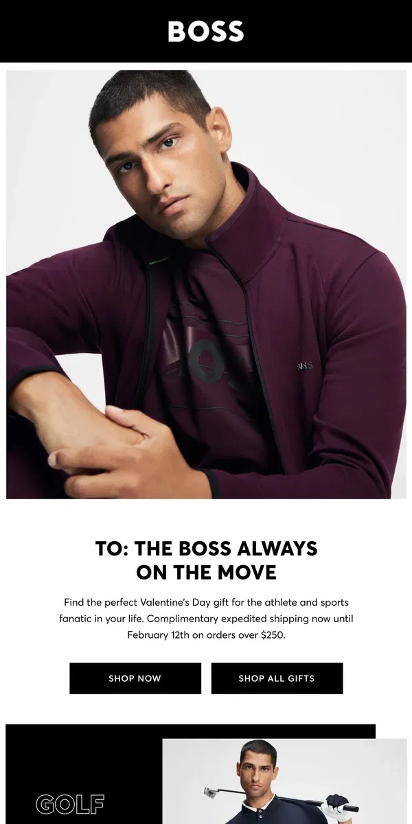 Email from HUGO BOSS. For your Sporty Valentine