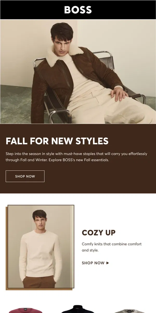 Email from HUGO BOSS. Styles for the Season