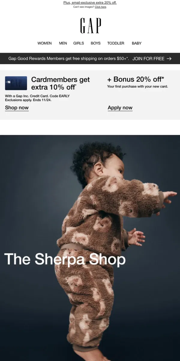 Email from GAP. Warm & fuzzy feels