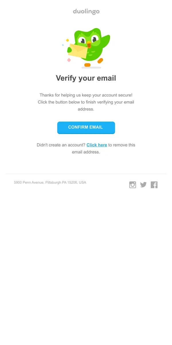 Email from Duolingo. Verify your email