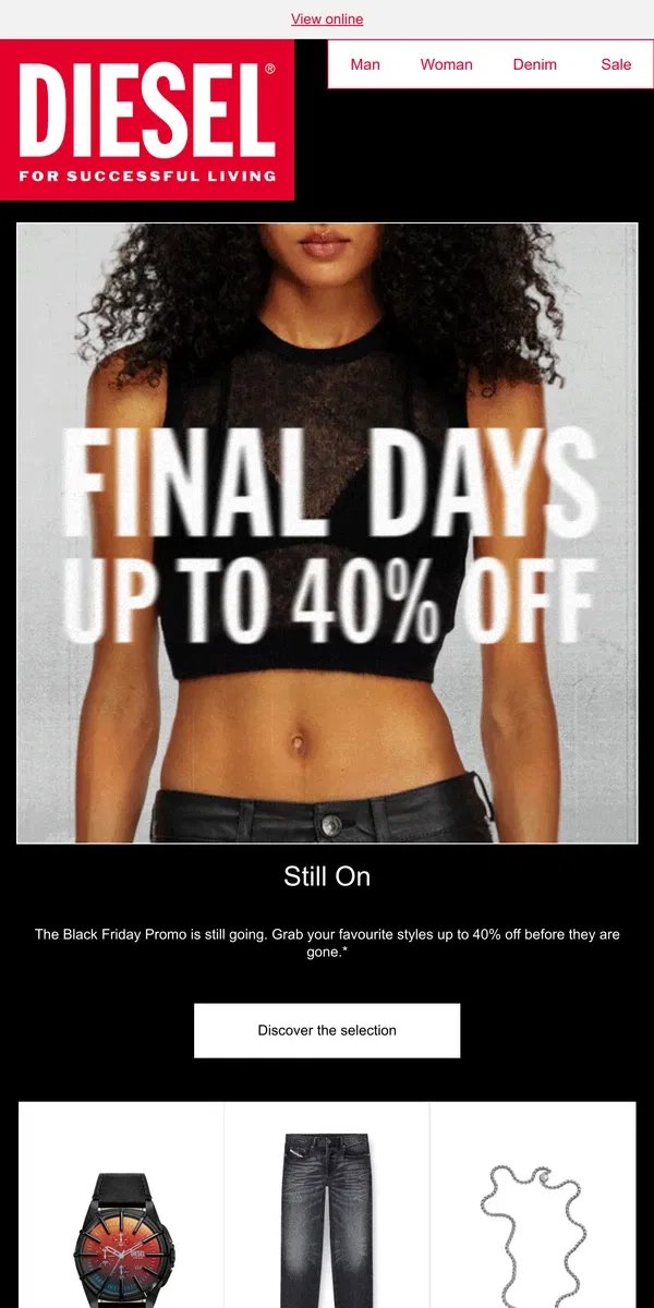 Email from Diesel. Final Days | Up To 40% Off