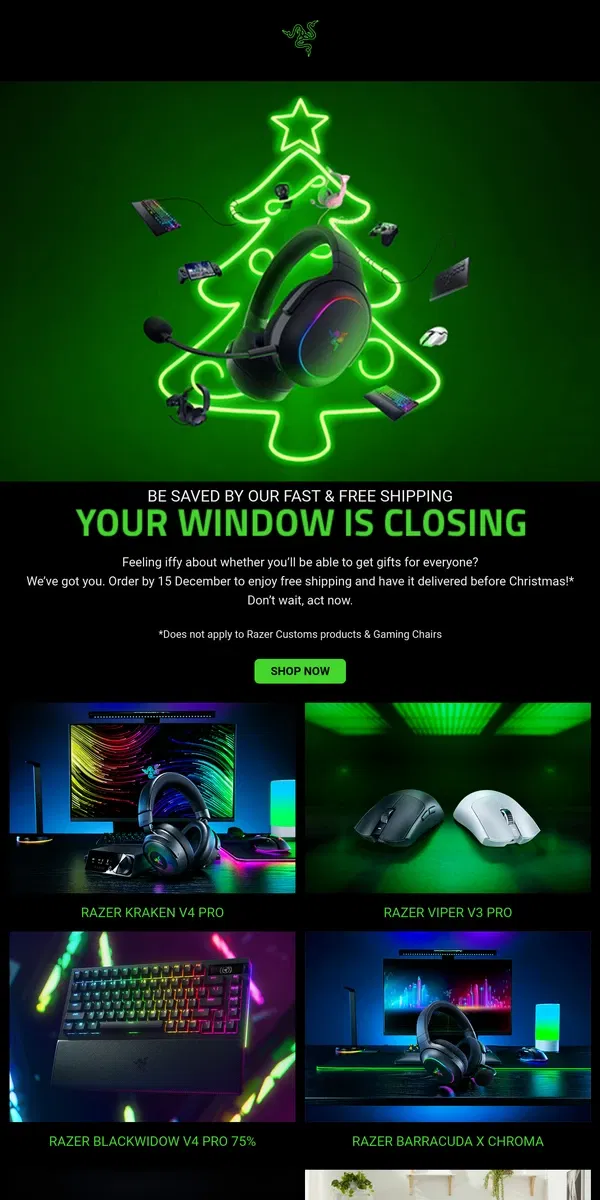 Email from Razer. ⏰Clutch Up for Your Last-Minute Shopping