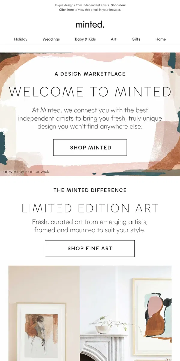 Email from Minted. Welcome to Minted.