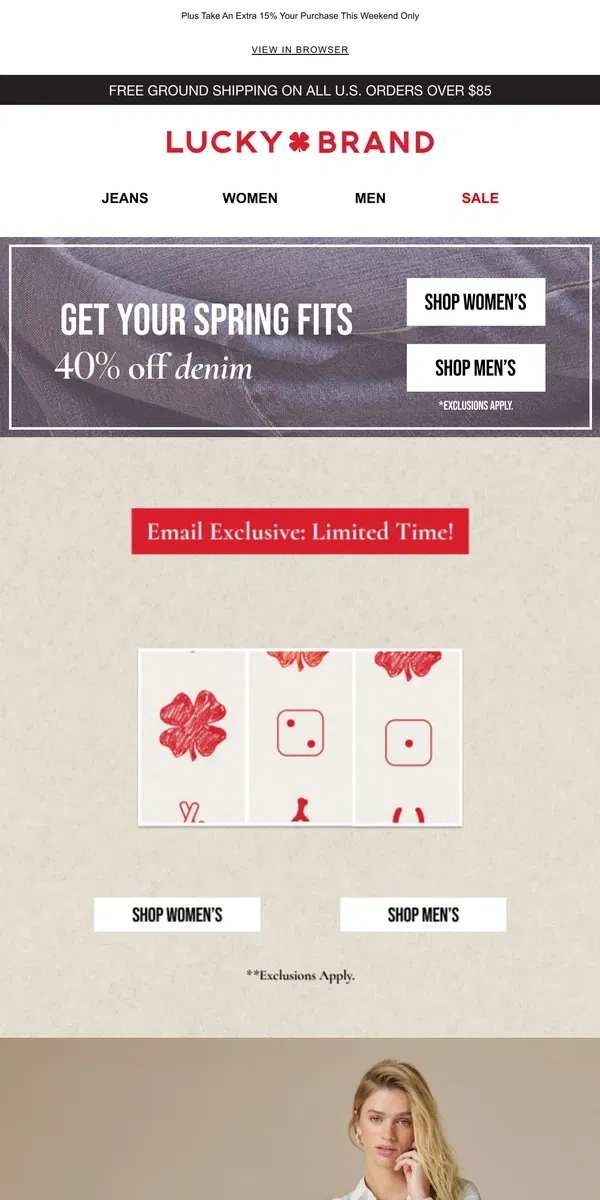 Email from Lucky Brand. Spring Denim Is 40% Off 👖