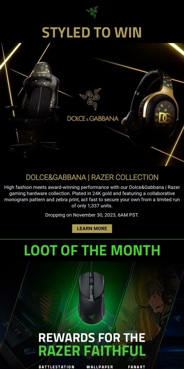 Email from Razer. Dolce&Gabbana | Razer Collection