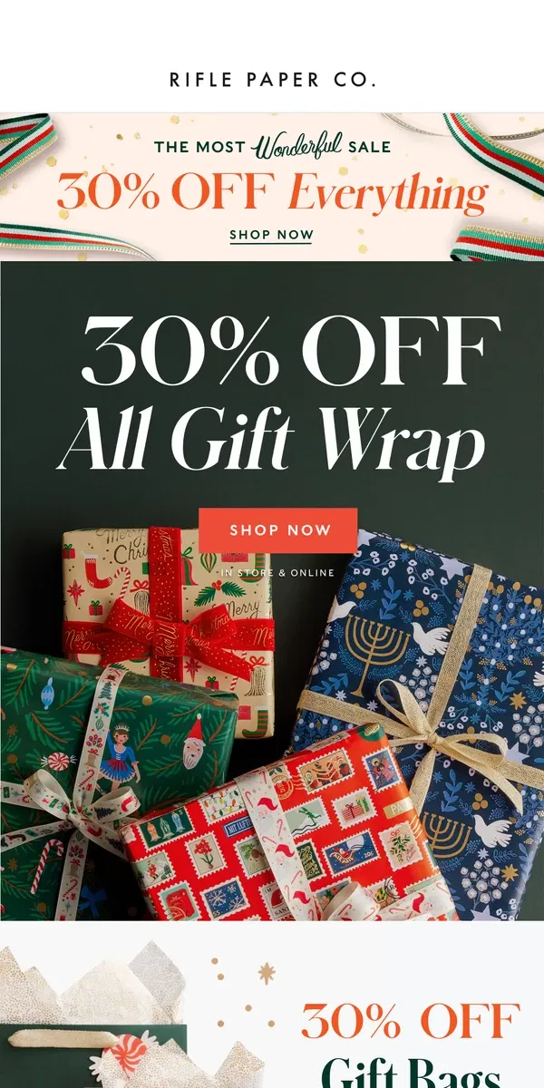 Email from Rifle Paper Co.. 30% Off All Your Gift Wrap Needs 🎁