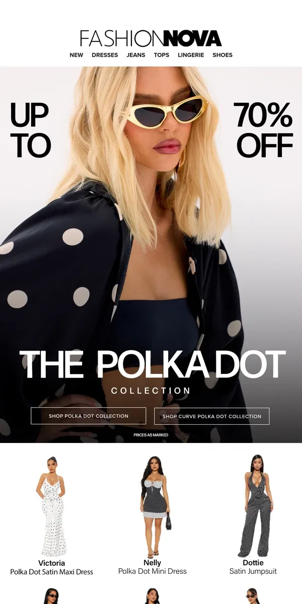 Email from Fashion Nova. 🖤Polka Dots Are Totally...IN!🖤