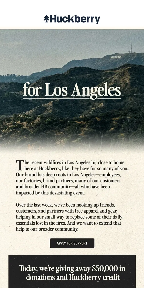 Email from Huckberry. LA Strong