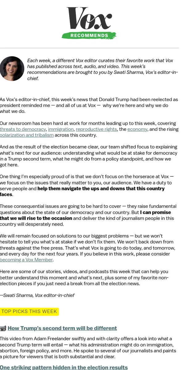 Email from Vox. 6 recs from Vox's editor-in-chief