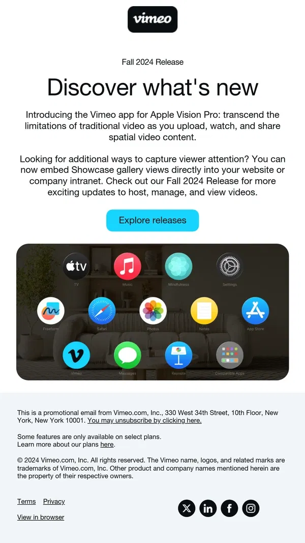 Email from Vimeo. Fall 2024 updates to boost your videos