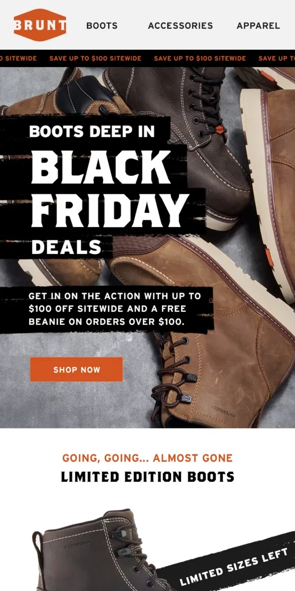 Email from BRUNT Workwear. 🔥 Black Friday is Heating Up