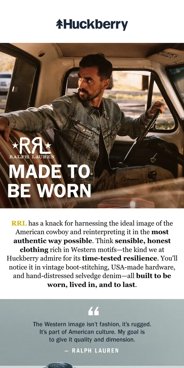 Email from Huckberry. Ralph Lauren Said It First