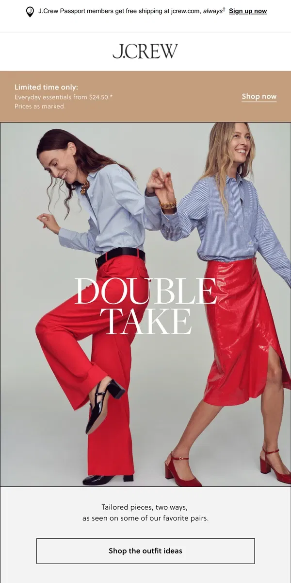 Email from J.Crew. Tailored pieces, two ways