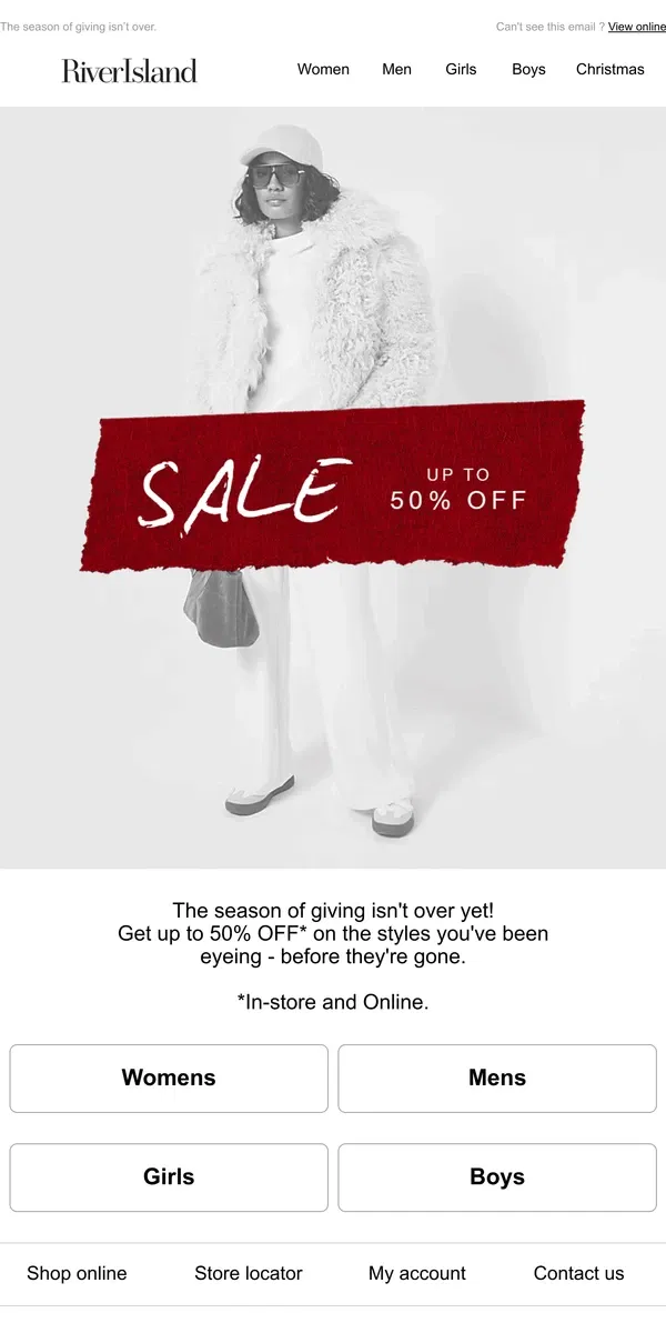 Email from River Island. Up to 50% OFF Starts Now 🛍️