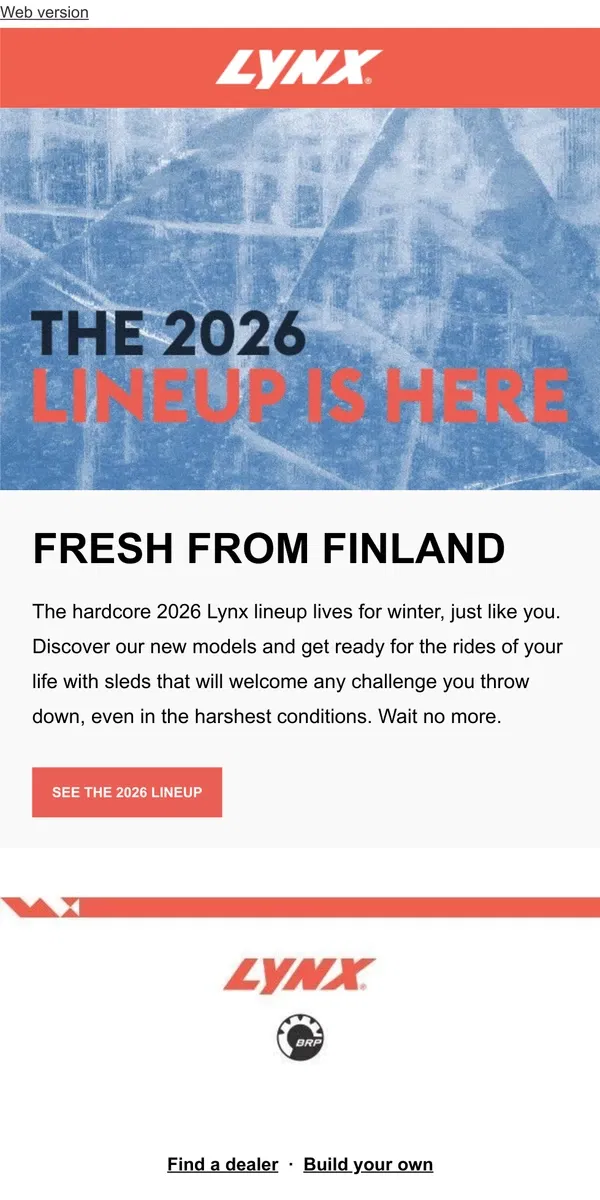 Email from Lynx. The 2026 Lynx sleds are here