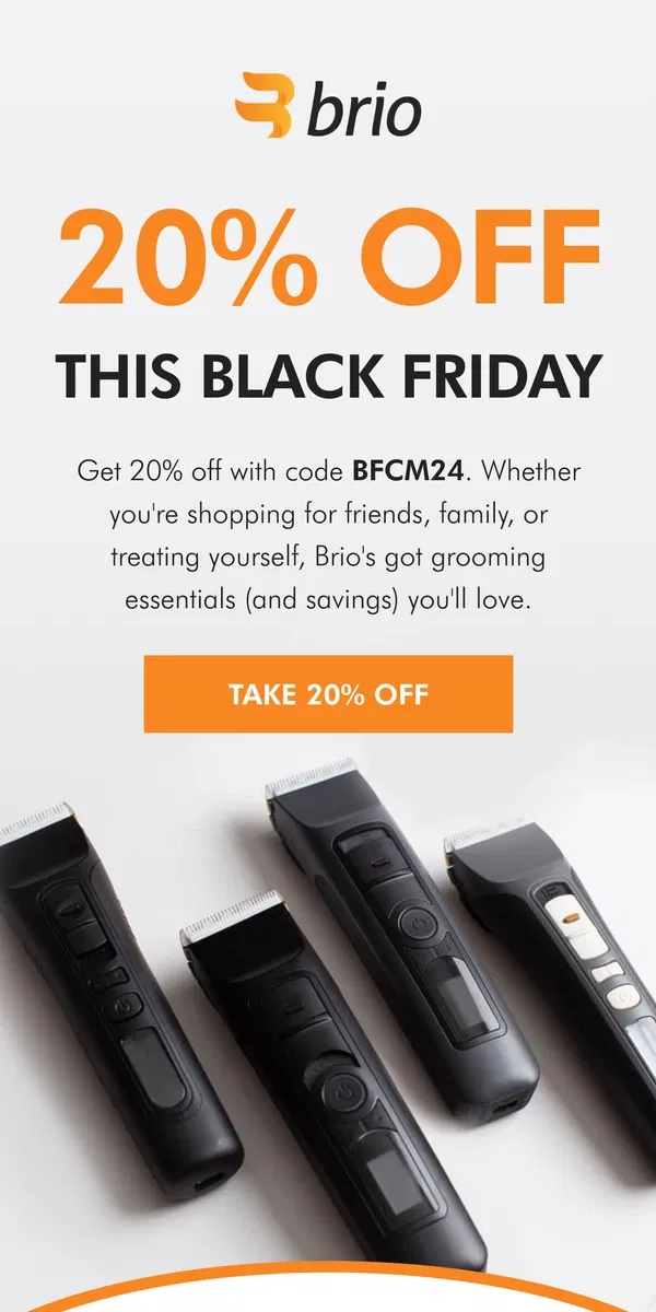 Email from Brio Product Group. Best Sale of the Year: 20% OFF