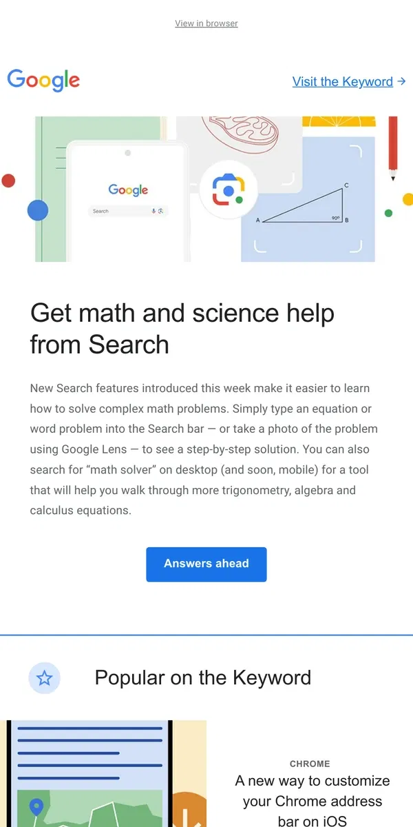 Email from Google. Search can help teach you math