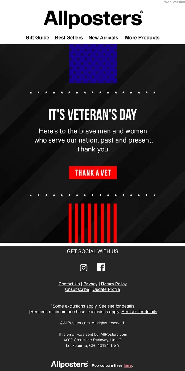 Email from AllPosters. Tribute to the Troops