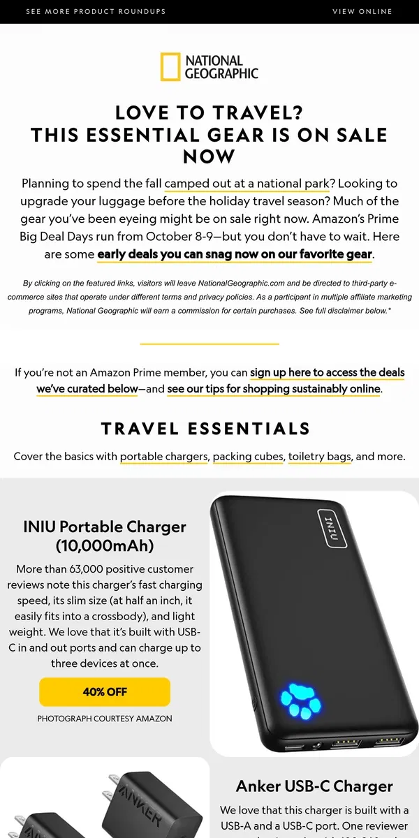 Email from National Geographic. The best early Prime Day deals for travelers