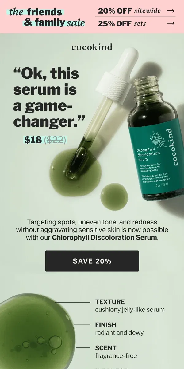 Email from cocokind. This game-changing serum is on sale