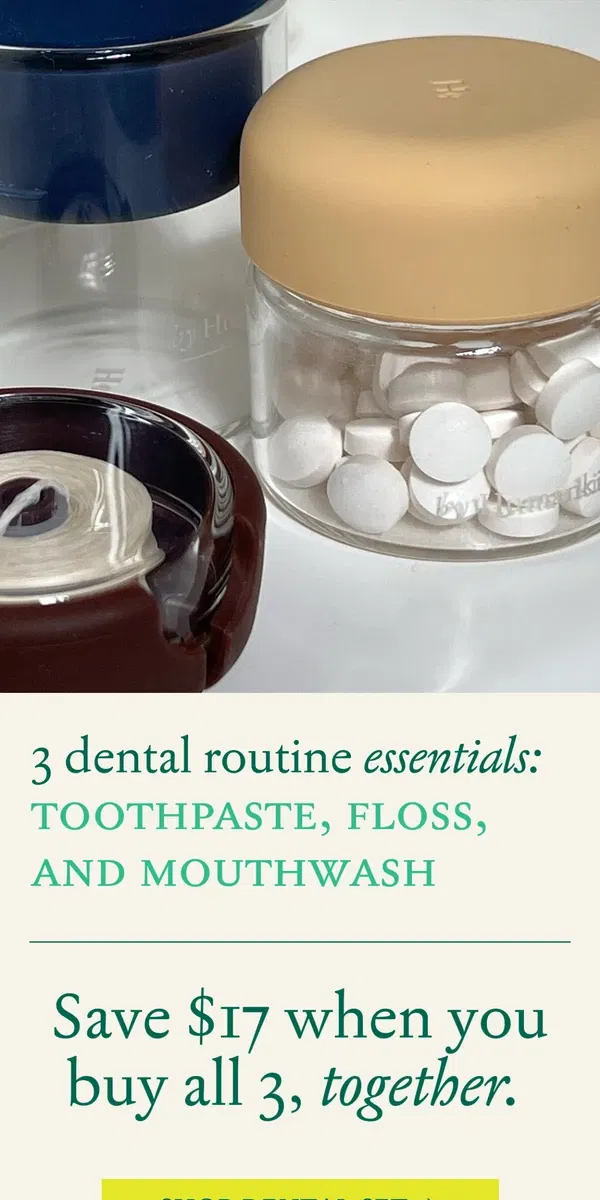 Email from by Humankind. 3 dental hygiene essentials –