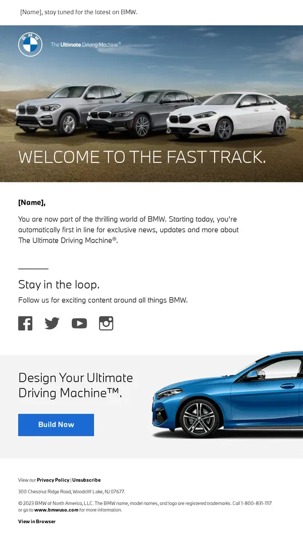 Email from BMW. Thank you for signing up.